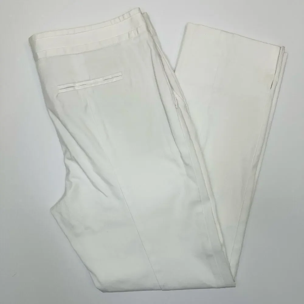 Tory Burch White Cotton Straight Leg Ankle Pants Size 10